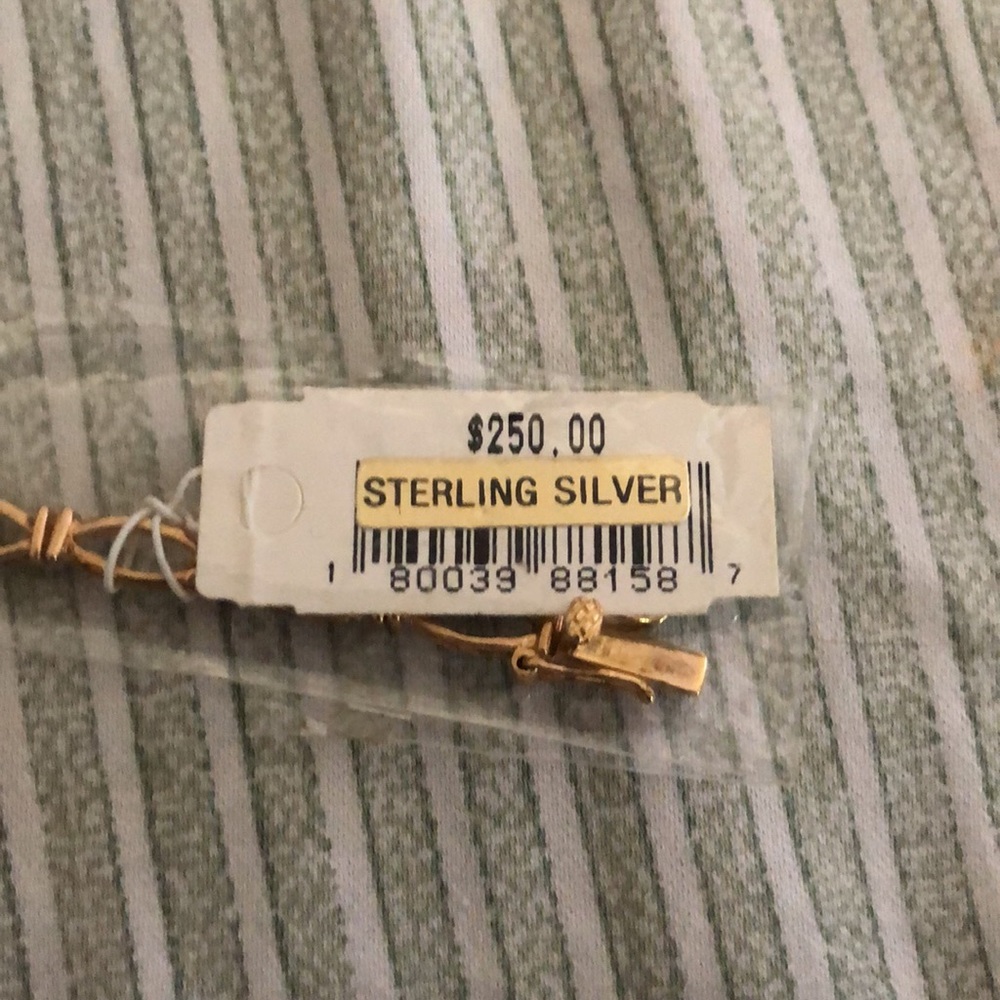 This Silver Gold plated Bracelet with diamond and sapphire accents is Beautiful. - Picture 7 of 12
